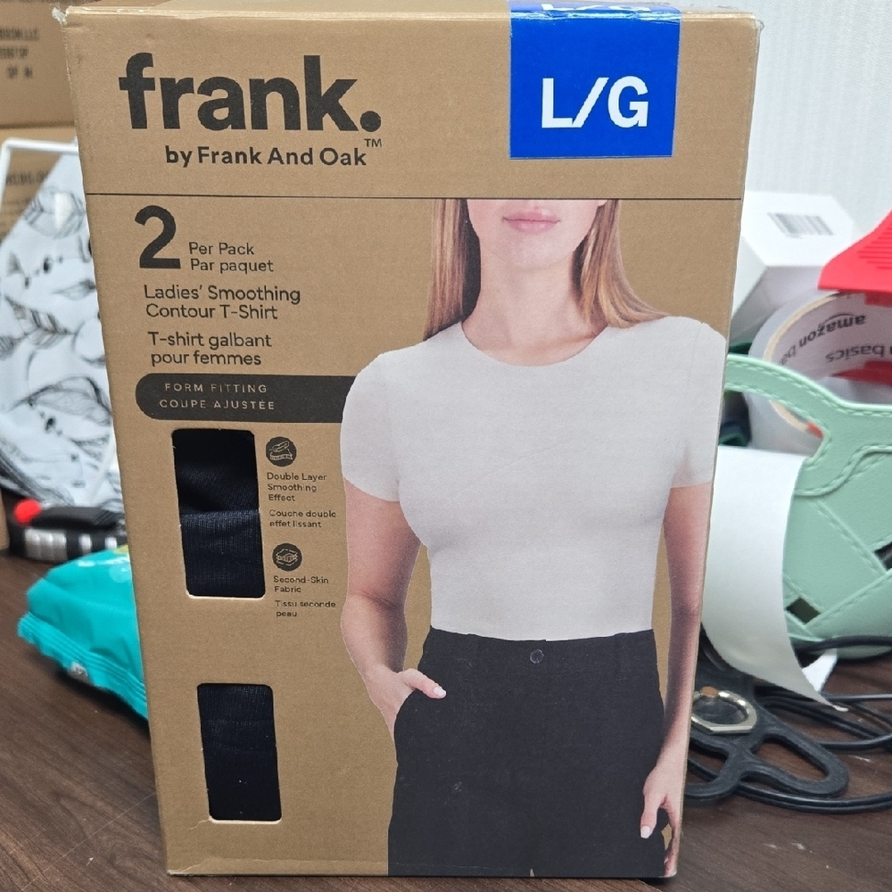 Frank & Oak Size L Black 2 Pack of Smoothing Contour T-Shirts